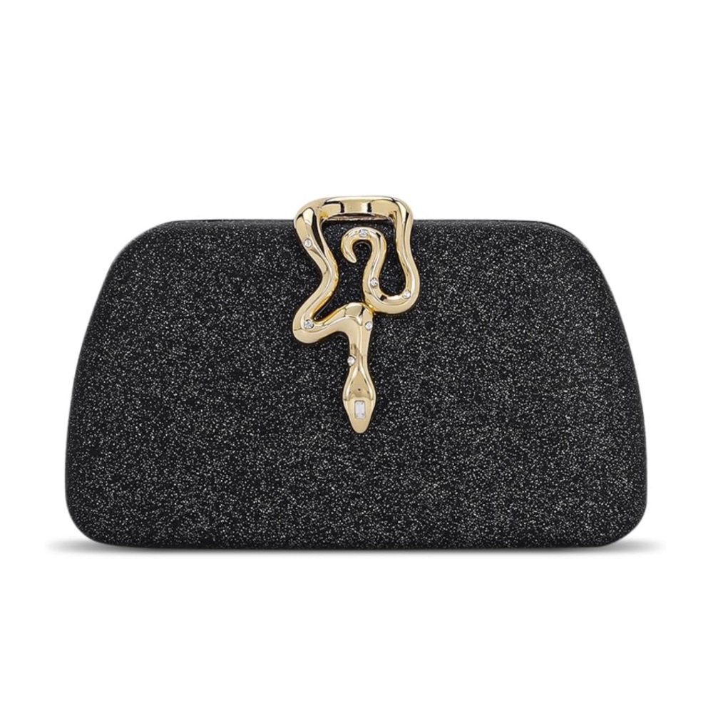 Elegant Black Clutch with Gold Accent